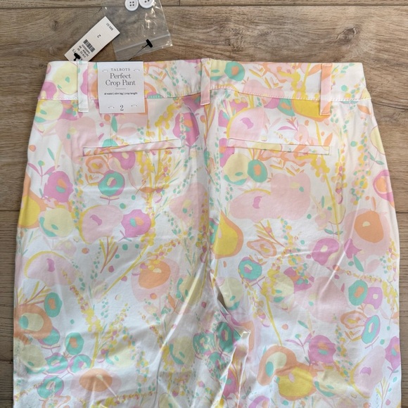 Talbots Cotton Stretch Slim-Leg Perfect Crop Pant Abstract Floral Print Sz 2 NEW - Picture 6 of 12